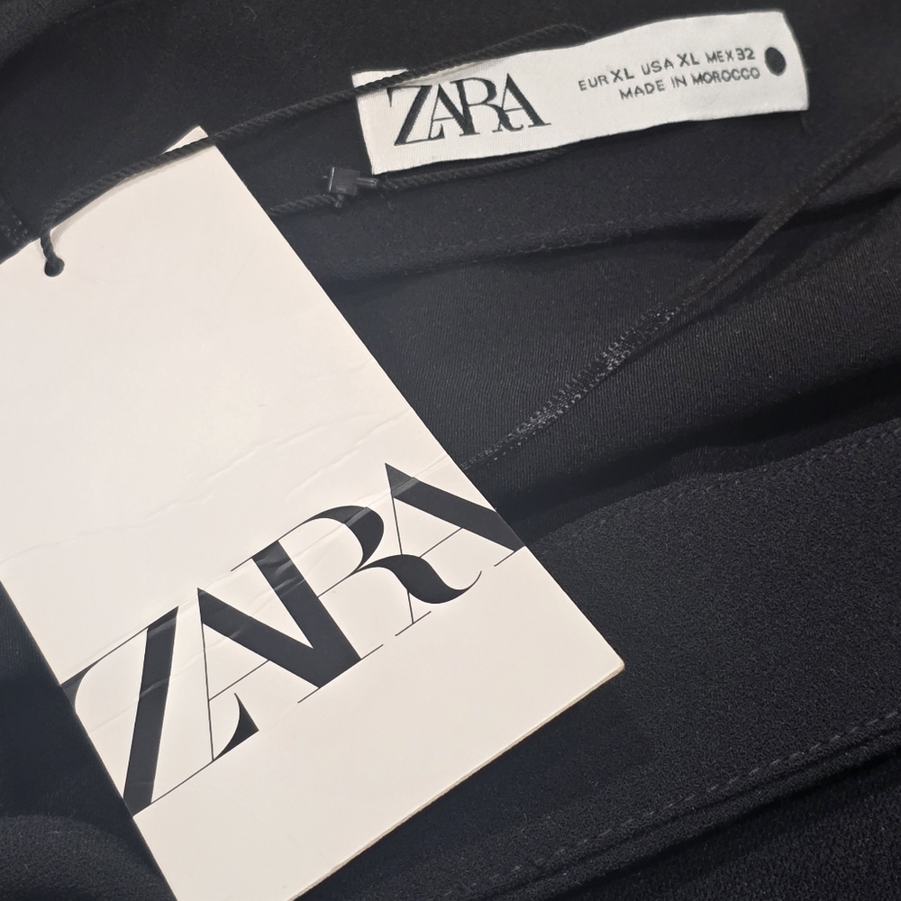 Zara Wrap V-Neck Long Sleeve Midi Dress In Black *Missing Belt* - Picture 7 of 7